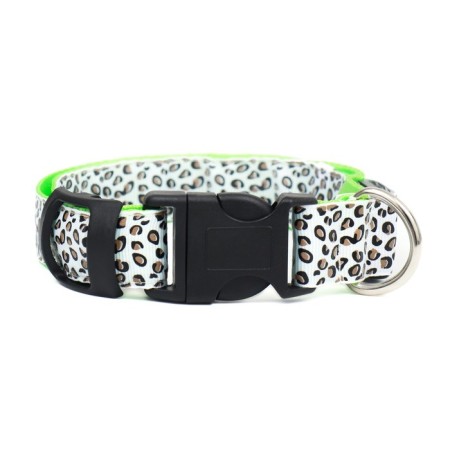 Collar with backlight leopard 3 glow modes, size L, Osh 48-60 x 2.5 cm green-5
