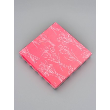 Cookie box, confectionery packaging, "tulips", 18 x 18 x 3 cm-3