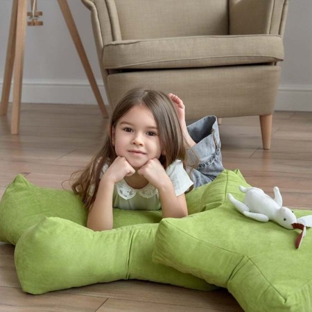 Decorative pillow "Stars", size 55x55x12 cm, green color-4