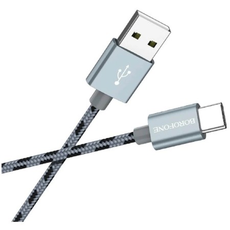 Cable Borofone BX24, Type -C - USB, 3 A, 1 m, nylon braid, gray-3