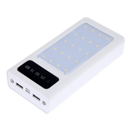 External battery 486, 20,000 mAh, Type-C/Lightning/MicroUSB cables, lantern, white-2