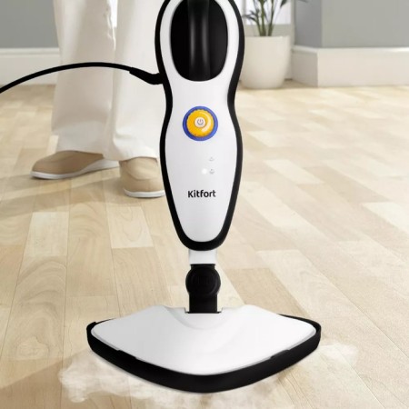 Steam mop KitFort KT-1045, 1500 watts, 370 ml, cord 8 m, white-hourly-4