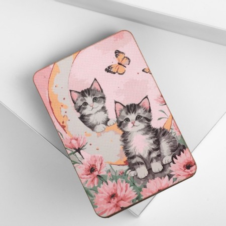 Magnetic needle "cats and butterflies", 8 × 5.5 cm, pink color-1