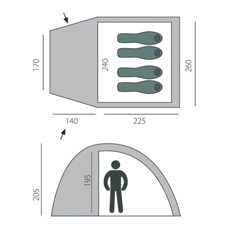 Tent, Casmping Dome 4 series, Green, 4-seater-1