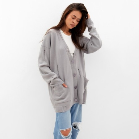 Cardigan Women's Mist with pockets, graphite, OneSize (44-48)-2
