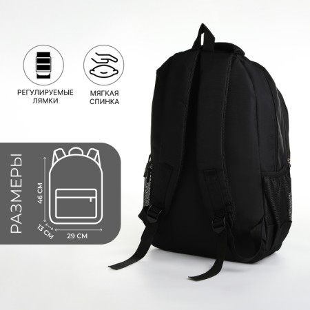 Youth backpack from textiles on lightning, 4 pockets, black/gray color-1