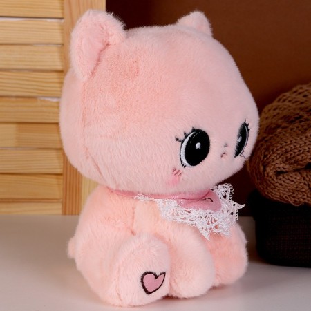 Soft toy "cat", 23 cm, pink color-1