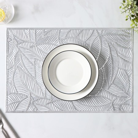 Set of serving napkins on the table of the leafopad, 4 pcs, 45 × 30 cm, silver color-4