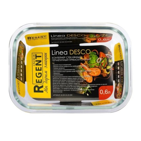 Container Glass Regent Inox Linea Desco, rectangular, hermetic, 0.6 liters-1