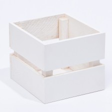 Kashpo wooden, two -string, white, 11 x 11 x 9 cm