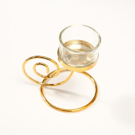Climber Metal, glass for 1 candle "spiral" gold 12.5x9.8x8 cm-2