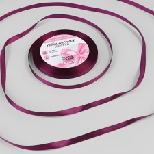Satin tape, 6 mm × 23 ± 1 m, eggplant color No. 252