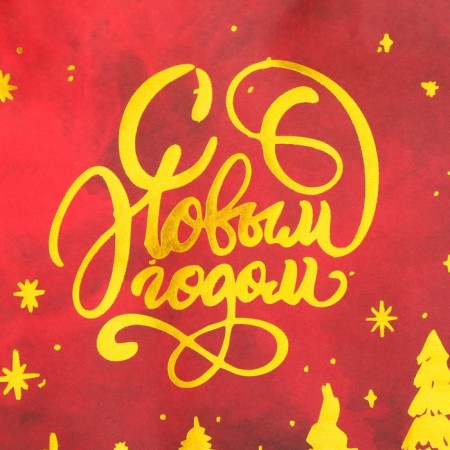 New Year. New Year's Paper Package package with embossing, "Christmas trees" 27 x 21 x 11 cm.-1