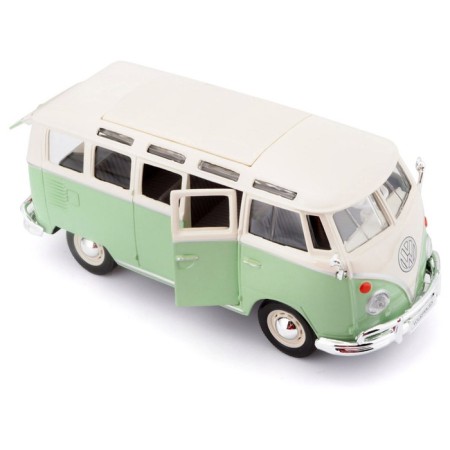 MASTO DIE-CAST Volkswagen Van Samba, opening doors, 1:25, green color-6