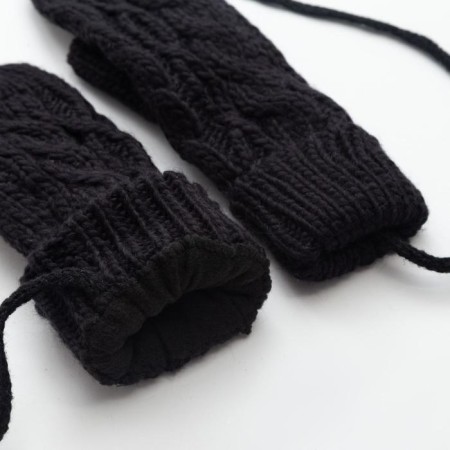 Women's mittens minku "knitted", 18 cm (6 1/2), central black-2