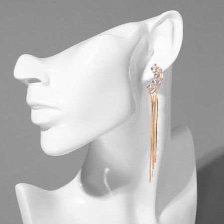 Hanging earrings with the ode "Odyssey" style, white color in gold-2