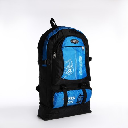 A backpack on a zipper with an increase, 55l, 5 external pockets, blue color-3