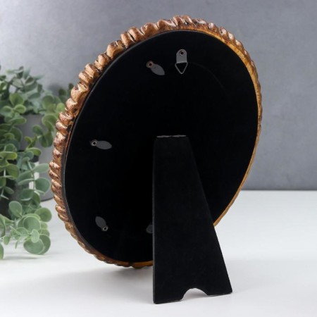 Photo frame Polystone 10x15 cm oval "lush leaves" aged gold 26x20 cm-3