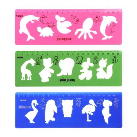 Set of stencils 3 pcs. Calligrata, 5 birds of bird/sea/animals +ruler 20cm-2