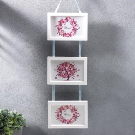 Triple photo frame on braid L-3 10x15 cm white (plastic screen)-3