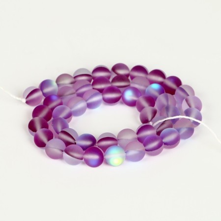 Busins ​​made of natural stone "Cat Eye", set 46 pcs., Size 1 pc. - 8 mm, purple-2