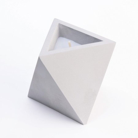 Figure Aromatic candle in concrete "rhombus", 13.5x9 cm, light gray, apple and pear-1