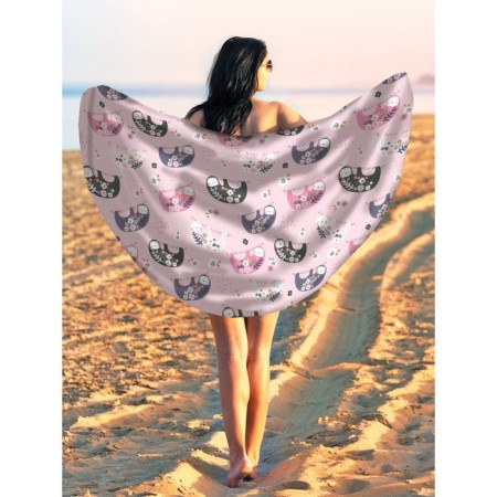 Pareo and beach rug "Flower Lenovers", D = 150 cm