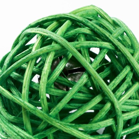 A set of 2 wicker balls from a vine with a bell, 5 cm, white/green-2