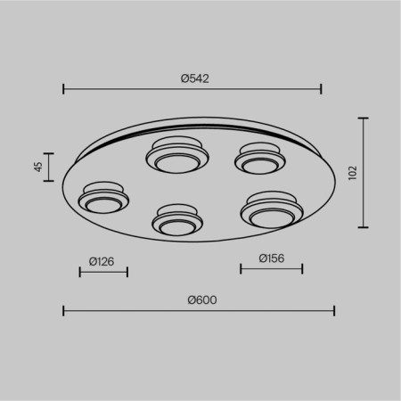Ceiling Lamp Maytoni Mod361CL-L58BS3K, LED, 56 W, 600X600X102 mm, 1400 lm, 3000k, brass-3