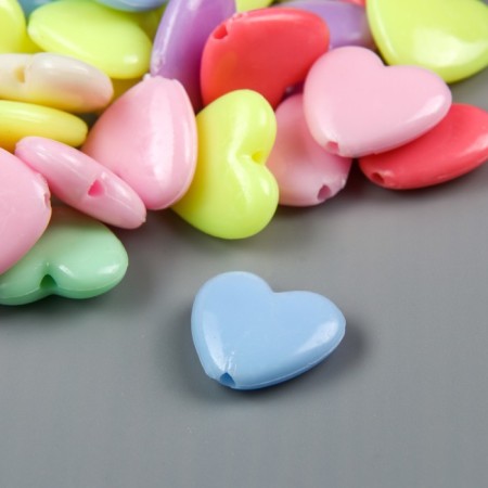A set of beads for creativity plastic "Hearts - neon colors" set of 60 pcs 1.3x1.5x0.5 cm-1