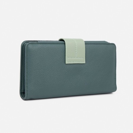 Women's wallet on the button, green color-1