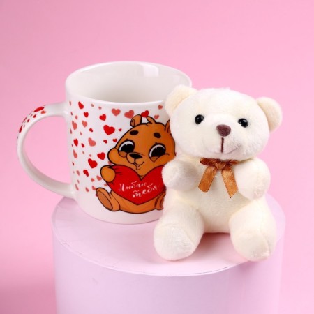Set "I love you", a toy in a mug, Bear, color mix-7