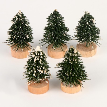 Miniature Puppet "Christmas tree with snow", set of 5 pcs., Size 1 pc. - 2 × 4 × 2 cm-2