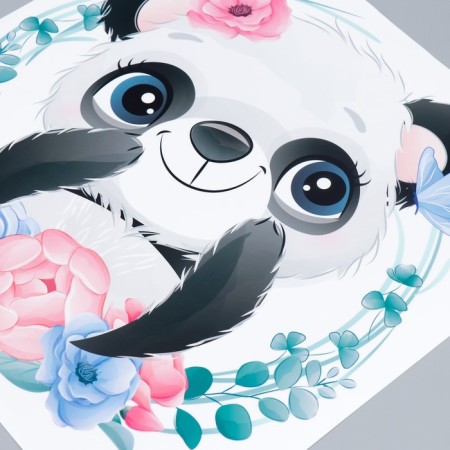 Sticker Plastic Interior Color "Sweet Panda in Flower Wreath" 39x40 cm-2