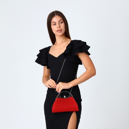 Female bag on the farmar, red color-5