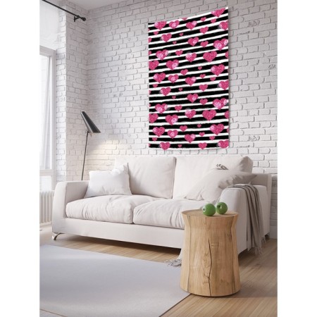Decorative panel with photo printing "hearts and strips", vertical, size 150x200 cm