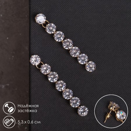 Earrings with Hollywood rhinestones, white color in gold