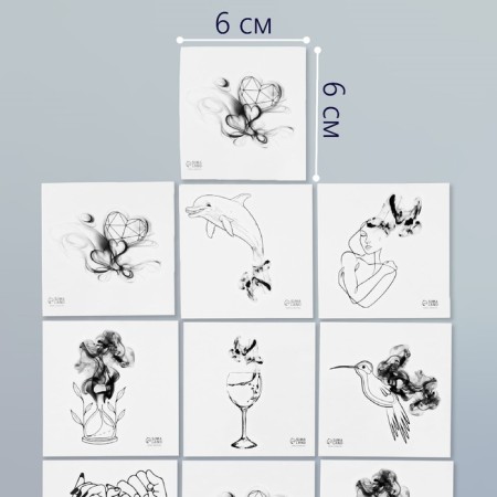Tattoo on the body black "black" set 10 pcs 6x6 cm-1