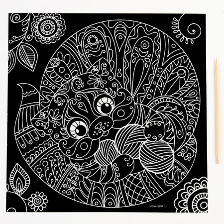 Engraving. Antistress engraving set, 20 x 20 cm, 4 pcs-4