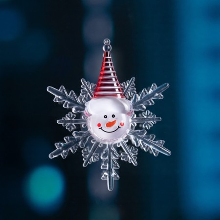 LED toy on Velcro "Snowflake with a snowman" 13 cm, batteries Lr44x3, glow of multi-4