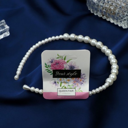 Hair cap "Pearl paradise" balls and beads, 0.6 cm, white-1