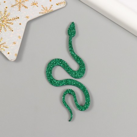 Decor "Green Snake" Foam Glitter, 7 cm (set 6 pcs)-2
