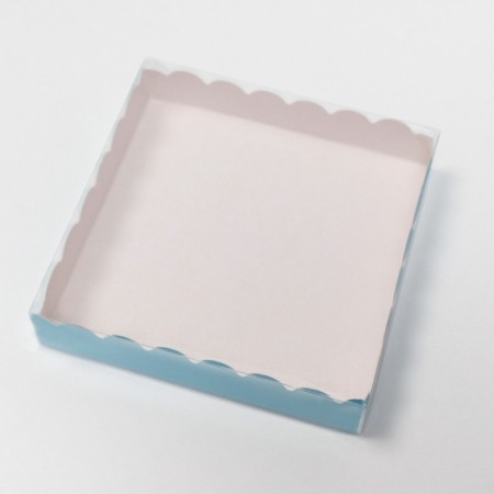 Box for cookies with PVC lid, blue, 15 x 15 x 3 cm