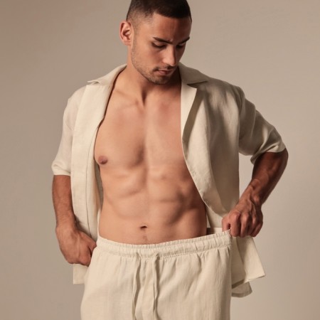Male home -made costume (short sleeve and pants shirt) SL Home p. S, milk-3