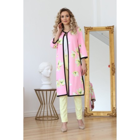 Cardigan female, size 48, white, pink color-4