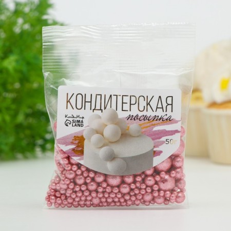 Confectionery sprinkling "shine", pink, 50 g-1