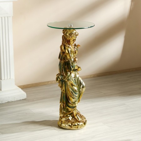 Decorative table "Girl with birds" gold 38x38x80 cm-2
