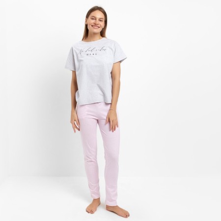 Homemade female set (T -shirt/pants), gray color, size 54