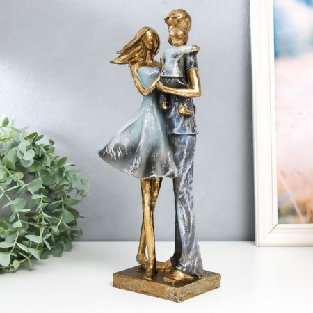Souvenir Polystone "Family couple with son" Gray 10x12x32 cm-3