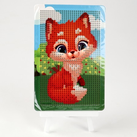 Diamond mosaic with a partial filling on the stand for children “Fox”, 10 x 15 cm, a set for creativity-2